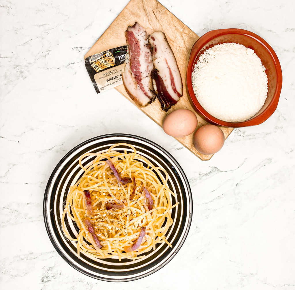 Carbonara con guanciale nero 